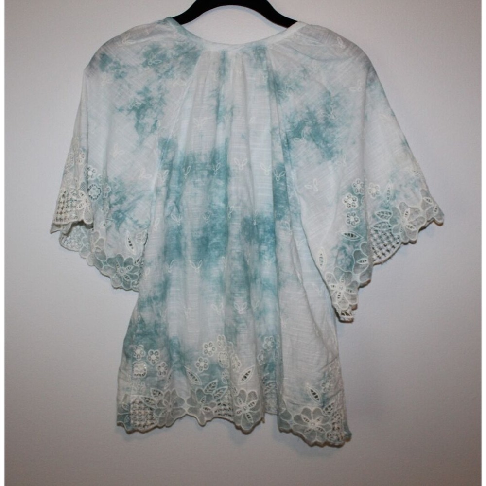 ✨2/$20 By Anthropologie Olivia Tye Dye Embroidered Crochet Lace Top XS Anthro - Picture 10 of 13